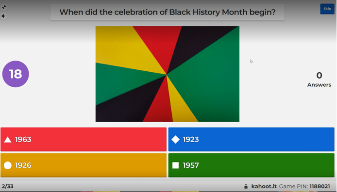 Screenshot of trivia